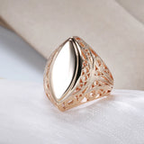 Superb Hollow Pattern Glossy Vintage Fashion Filled 14K Rose Gold Rings For Women - Luxury Ethnic Jewelry