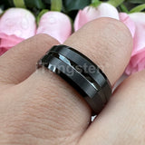 Elegant Grooved Beveled Finish 6mm 8mm Popular Sandblast Tungsten Engagement Wedding Band Ring for Men Women