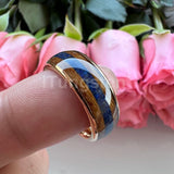 Blue Lapis Whisky Wood Inlay 4 Colors 8mm New Tungsten Carbide Ring for Men and Women Engagement Wedding Band