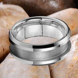 Classic Marvelous Groove Domed Polished 10mm Tungsten Blank Core with 6mm Comfort Fit Rings