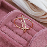 New Micro-wax Vintage Luxury Geometry Cross 14K Filled Rose Gold Rings AAA+ Cubic Zirconia Diamonds Fine Jewelry