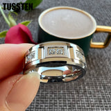 New Arrivals Black CZ Inlay 8MM Tungsten Steel Combination Cool Men's Promise Wedding Bands Rings