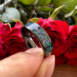 Trendy Galaxy Series Opal Inlay Polished Shiny 6mm 8mm Black Men Women Tungsten Engagement Wedding Band