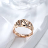 Trendy Luxury 14K Rolled Rose Gold Geometric line AAA+ Zircon Diamonds Rings For Women High Quality Fine Jewelry