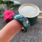Terrific Galaxy Opal Brushed 8MM Cool Wedding Comfort Fit Bands Rings Tungsten Jewelry For Men and Women