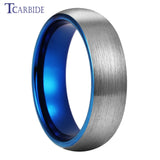 Domed Brushed Multicolor 6mm 8mm Tungsten Comfort Fit Wedding Engagement Ring For Women Men