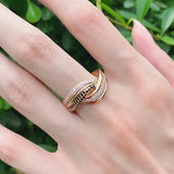 New Stunning Luxury 14K Rolled Rose Gold With Black White AAA+ CZ Diamonds Ethnic Style Rings - Fine Wedding Jewelry