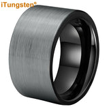 Classic Multiwidth Black Brushed FinishTungsten 6/8/10/12MM Flat Comfort Fit Wedding Band Ring for Men and Women