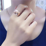 New Arrival 14K Filled Rose Gold Engraved Small Flower Glossy Shiny Wide Rings for Women - Banquet Jewelry
