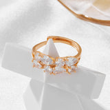 Gorgeous Rolled 14K Rose Gold AAA Zirconia Crystals Full Pave Open Rings for Women - Size Adjustable Luxury Jewelry