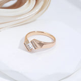New Design Luxury Square AAA Cubic Zircon Diamonds Rolled Rose Gold of 14-Karat Purity Fine Jewelry Rings For Women