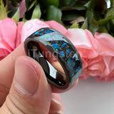 Super 8mm Multi Facet Hammer With Galaxy Series Opal Inlay Comfort Fit Men Women Tungsten Wedding Band