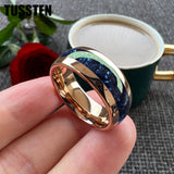 Awesome Blue Crystal Stone Inlaid 4/6/8MM Men's and Women's Comfortable Fit Wedding Tungsten Rings