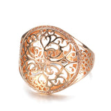 New Big Size Elegant Rolled 14K Rose Gold with AAA+ Cubic Zirconia Diamonds Rings - Bride Wedding Party Jewelry