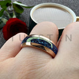 Awesome Blue Crystal Stone Inlaid 4/6/8MM Men's and Women's Comfortable Fit Wedding Tungsten Rings