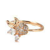 Elegant Vintage Texture Flower Filled 14K Rose Gold AAA Zircon Diamonds Fashion Women's Rings - Fashion Fine Jewelry
