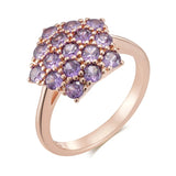 Charming Full Paved AAA Purple Zircon Star Crystals 14K Rolled Rose Gold Personality Party Daily Luxury Jewelry Ring