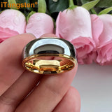 High Polished 6mm 8mm Tungsten Marriage Two Tone Comfort Fit Wedding Bands For Men, Women - Trendy Fashion Jewelry