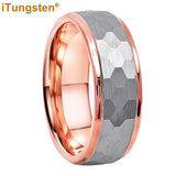 Popular Multicolor 6mm 8mm Men Women Tungsten Hammer Ring Comfort Fit Weddding Band