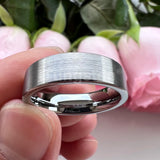 Super Brushed Pipe Cut 6/8mm Tungsten Carbide Rings for Couple Comfort Fit Engagement Wedding Band Jewelry