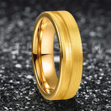 Customized Inlay, 1.5mm Offset Groove Pipe Cut Matte 6MM Gold/Silver Tone Tungsten Blank Core Comfort Fit Rings