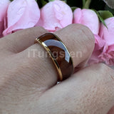 Dark Wood Inlay Domed Polished 8mm 6mm 4mm Men Women Tungsten  Comfort Fit Wedding Band Fashion Jewelry Ring
