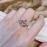 Superb Hollow Translucent Colored AAA Zircon Crystals Rolled Rose Gold of 14-Karat Purity Rings Versatile Jewelry