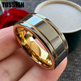 Excellent Grooved Polished Finish 8MM Trendy Gift Jewelry Men and Women Tungsten Engagement Rings Bands