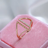 Best Design Geometric Filled 14K Rose Gold AAA Zircon Diamonds Pave Setting Open Rings - Modern Trendy Jewelry