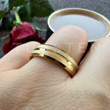Sandblasted Finish 14K Gold Plated  6/8MM Tungsten Comfort Fit Ring for Men Women - Fashion Engagement Wedding Band