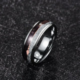 New Arrival Tungsten Carbide 8MM Inlaid Meteorite Black Agate Steel Tungsten Steel Men Wedding Bands