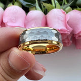 Popular Multicolor 6mm 8mm Men Women Tungsten Hammer Ring Comfort Fit Weddding Band