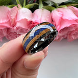 Blue Lapis Whisky Wood Inlay 4 Colors 8mm New Tungsten Carbide Ring for Men and Women Engagement Wedding Band