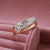 New Fashion Crystal Flower Design 14K Rolled Rose Gold Micro-wax Inlay AAA Zircon Diamonds Rings - Fine Jewelry