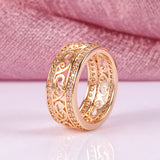 Exquisite Fashion Vintage Syle 14K Rolled Rose Gold AAA Zirconia Diamonds Full Pave Setting Women's Ring Jewelry