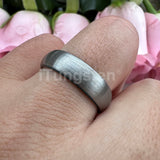 Superb Blue Domed Brushed 6mm 8mm  Tungsten Carbide Ring for Men and Women Comfort Fit Engagement Wedding Band