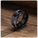 New Arrival Black Anti Scratch Geometric Surface Metal 8mm Tungsten Men Ring,  Engagement, Wedding Band.