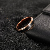 Black Brushed Cut Edge Rose Gold Inside 6/8mm Men Women Tungsten Carbide Wedding Band Luxury Unisex Couple Ring