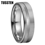 Customized Inlay, 1.5mm Offset Groove Pipe Cut Matte 6MM Gold/Silver Tone Tungsten Blank Core Comfort Fit Rings