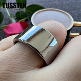 Dropshipping TUSSTEN 10/12MM Wide Glossy Large Men's RingShiny Wedding Ring Tungsten Flat and Polished Ends for Comfort Fit