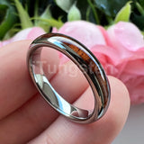 Fine 4mm Men Women Domed Polished Koa Wood Ring Nice Tungsten Comfort Fit Wedding Band Trendy Jewelry