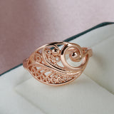 Vintage Personality Rolled 14K Rose Gold Oval Geometric Wave Texture Women Finger Rings Daily Jewelry Trendy Rings