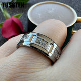 New Arrivals Black CZ Inlay 8MM Tungsten Steel Combination Cool Men's Promise Wedding Bands Rings