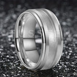 Tungsten Blank Core 3/4MM Groove Stepped Polished 10MM  Comfort Fit Rings and Wedding Bands for Men and Women