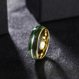 Green Opal and Green Wood Inlaid Polished 7mm Tungsten Wedding Rings For Men Women Comfort Fit Wedding Band Jewelry