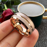 Sandblasted Finish 14K Gold Plated  6/8MM Tungsten Comfort Fit Ring for Men Women - Fashion Engagement Wedding Band