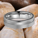 Customized Inlay, 1.5mm Offset Groove Pipe Cut Matte 6MM Gold/Silver Tone Tungsten Blank Core Comfort Fit Rings