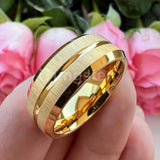 Popular Grooved Brushed Beveled Finish 6mm 8mm Classic Wedding Band Men Women Tungsten Carbide Comfort Fit Ring