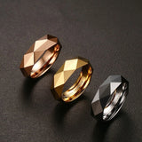 Super Rhombic Section Gold, Silver, Rose Gold Color High Polished 6mm Men Women Tungsten Carbide Ring Wedding Bands