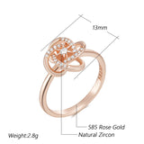 Unique Geometry Cross Flower Rolled 14K Rose Gold AAA Zircon Diamonds Ethnic Bride Rings Daily Jewelry